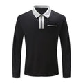 Autumn Mens Long Sleeve Zipper Polo Shirts Casual Lapel Collar Zip Up Henley Shirts Cotton Sports Golf Tennis T-Shirts With Pockets